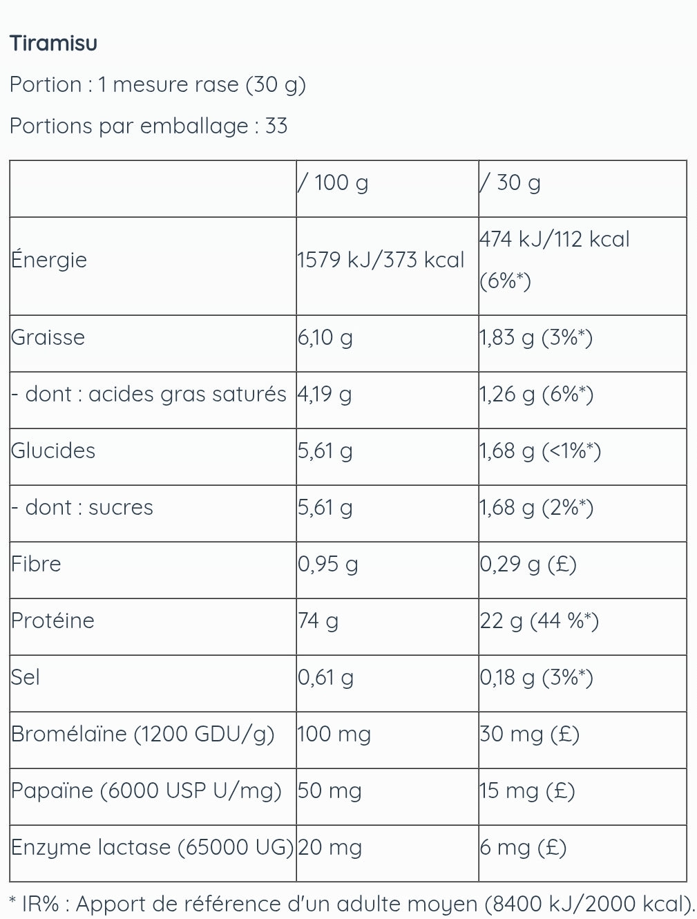 Proteine Pure Whey Pro Sachet individuel 30 g