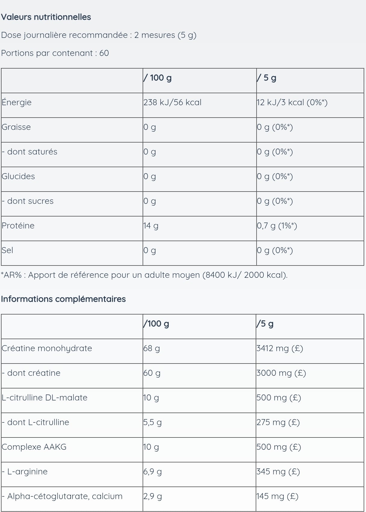 Créatine + Premium sans sucre